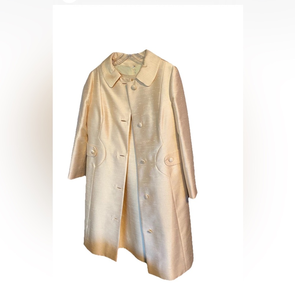 Vintage 1960s Ivory Silk Dress & Coat Set Jackie O Style Nordstrom Designer - Picture 3 of 16
